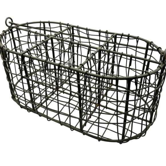 Rustic Country Farmhouse Metal Wire Silverware Napkin Caddy Farmhouse w/ Handle - Picture 3 of 8